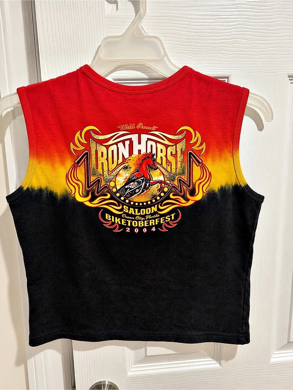 Vintage Y2K Iron Horse Saloon Flame Biker Tank Top XL Red Black Motorcycle